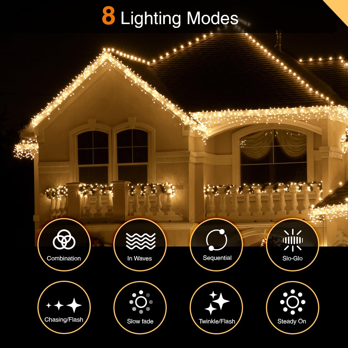 ANSIO® Luces Navidad Exterior 26m 760 LED Blanco Frío Cortina de Luces Navidad Interior Guirnalda Luces Perfectas para Decorar la Fiesta de Boda, el Jardín, la Ventana, Halloween | Cable Blanco