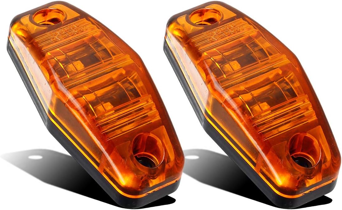 Partsam2 Pcs 2.5" Amber LED Side Marker Clearance Light Indicator for for Traiker Truck Camper RV, Surface Mount