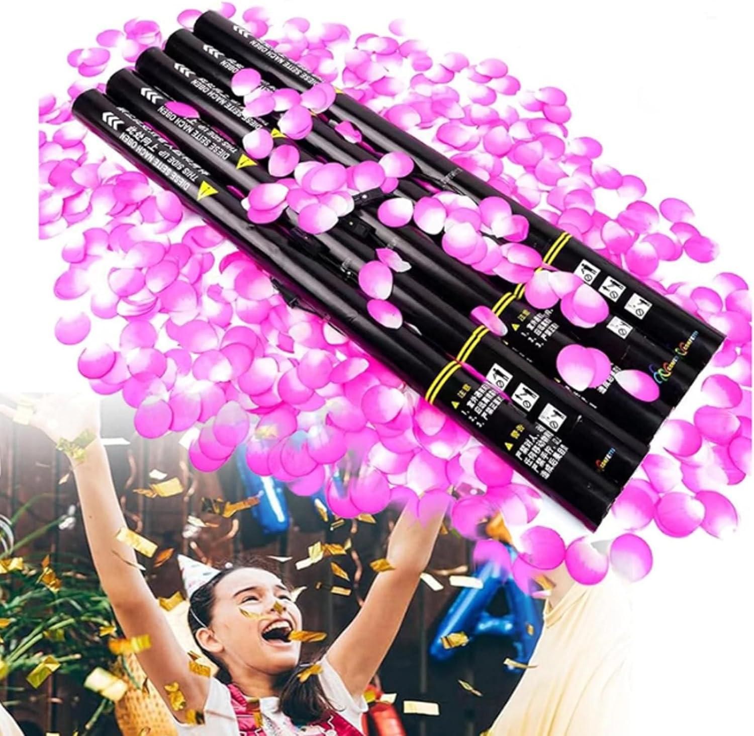 25 Pack Electric Confetti Cannon Cartridges, 80cm/31.5inch Confetti Launcher Cannon for Party Wedding Concerts Celebration Speciial Events Stage Effect G