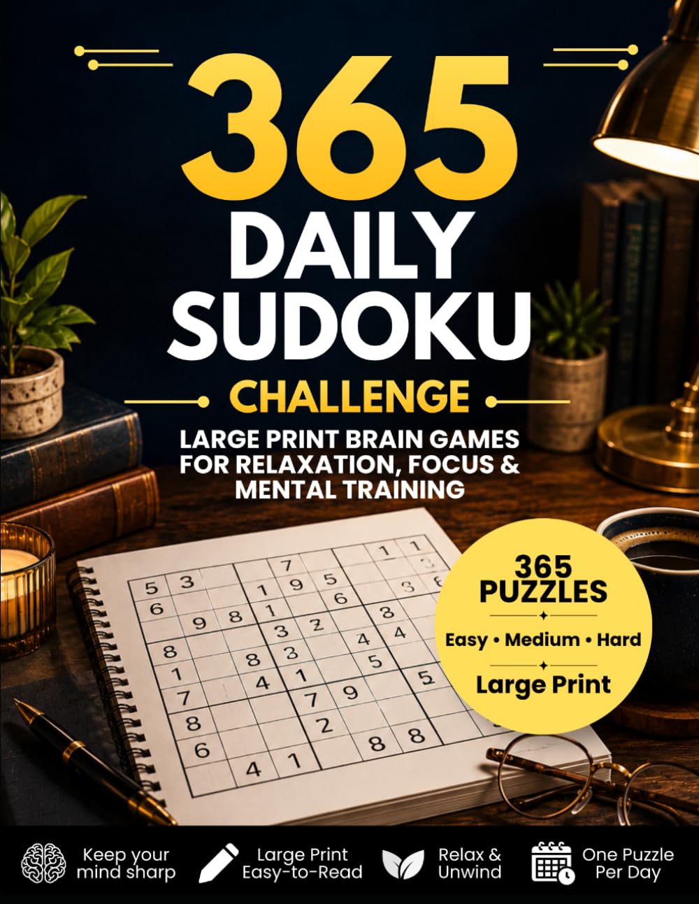365 Daily Sudoku Challenge: Large Print Brain Games for Relaxation, Focus & Mental Training (LDS Large Print Sudoku Series)