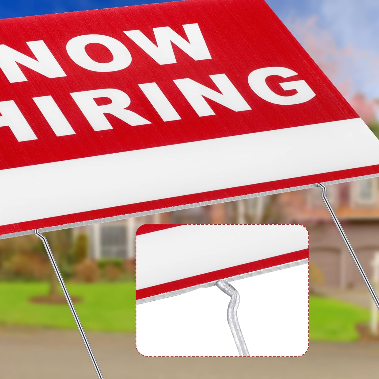5 Pieces Now Hiring Signs with Stakes 16" x 12" Corrugated Plastic Help Wanted Signs for Business Outdoor Double Sided Job Help Wanted Sign with Directional Arrows Large Heavy Duty Yard Sign Stakes