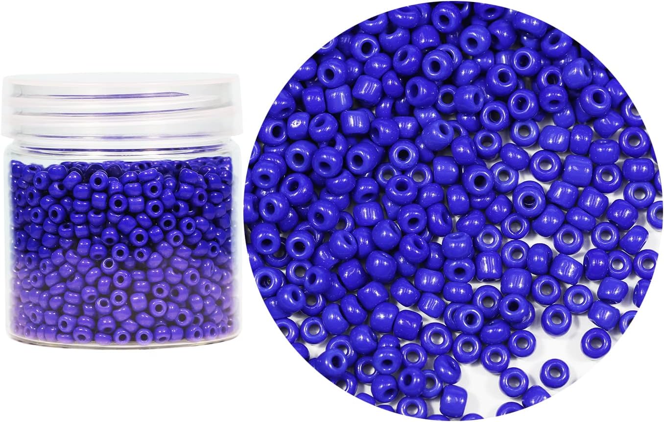 Bala&Fillic Opaque Royal Blue Color 4mm Glass Seed Beads About 1400pcs in Box 6/0 Glass Craft Seed Beads for Jewelry Making (Royal Blue, Size 4mm)