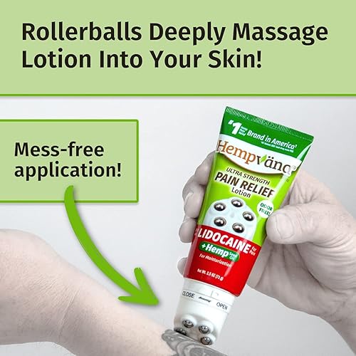 Miniatura 3 de Hempvana Lidocaína Rollerball como se ve en la televisión, 5 objetivos de acero inoxidable y desensibiliza los nervios agravados, sin desorden,