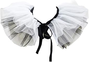 Clown Tulle Ruffled Collar,Renaissance Victorian Ruffle Collar, Retro Mesh Neck Ruff Ruffle Collar