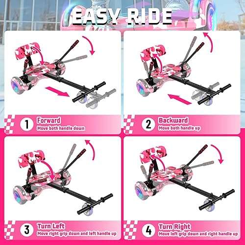 Miniatura 5 de Scooter con accesorio de asiento para niños y adultos, scooter de equilibrio de 6.5 pulgadas y 8.5 pulgadas con altavoces Bluetooth y luz LED