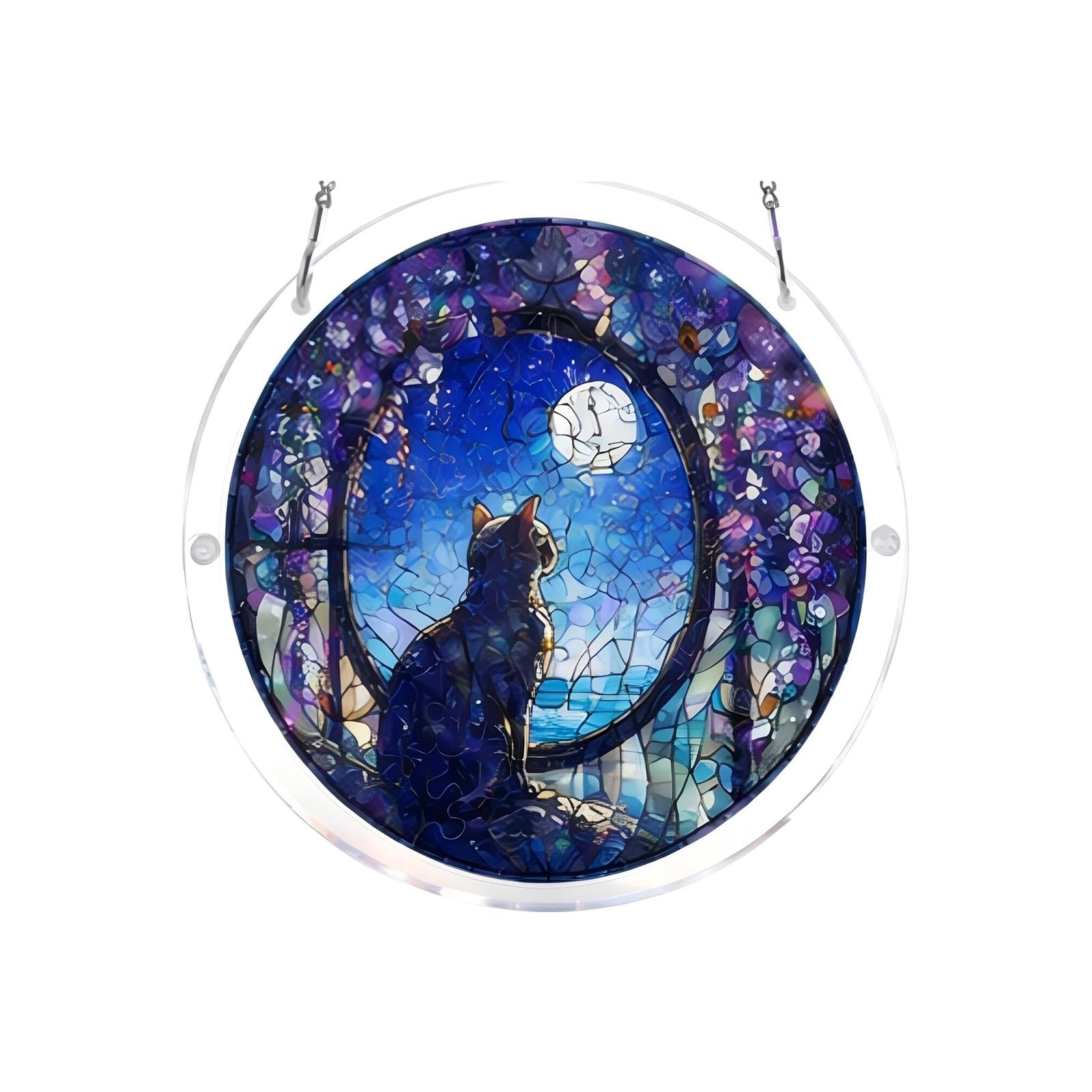 Acrylic Puzzle Suncatcher, Acrylic Jigsaw Suncatcher Puzzle, DIY Assembled Window Hanging Ornament, Multi Pattern Variants Color Light Catcher Home Wall Room Art Decor (E)