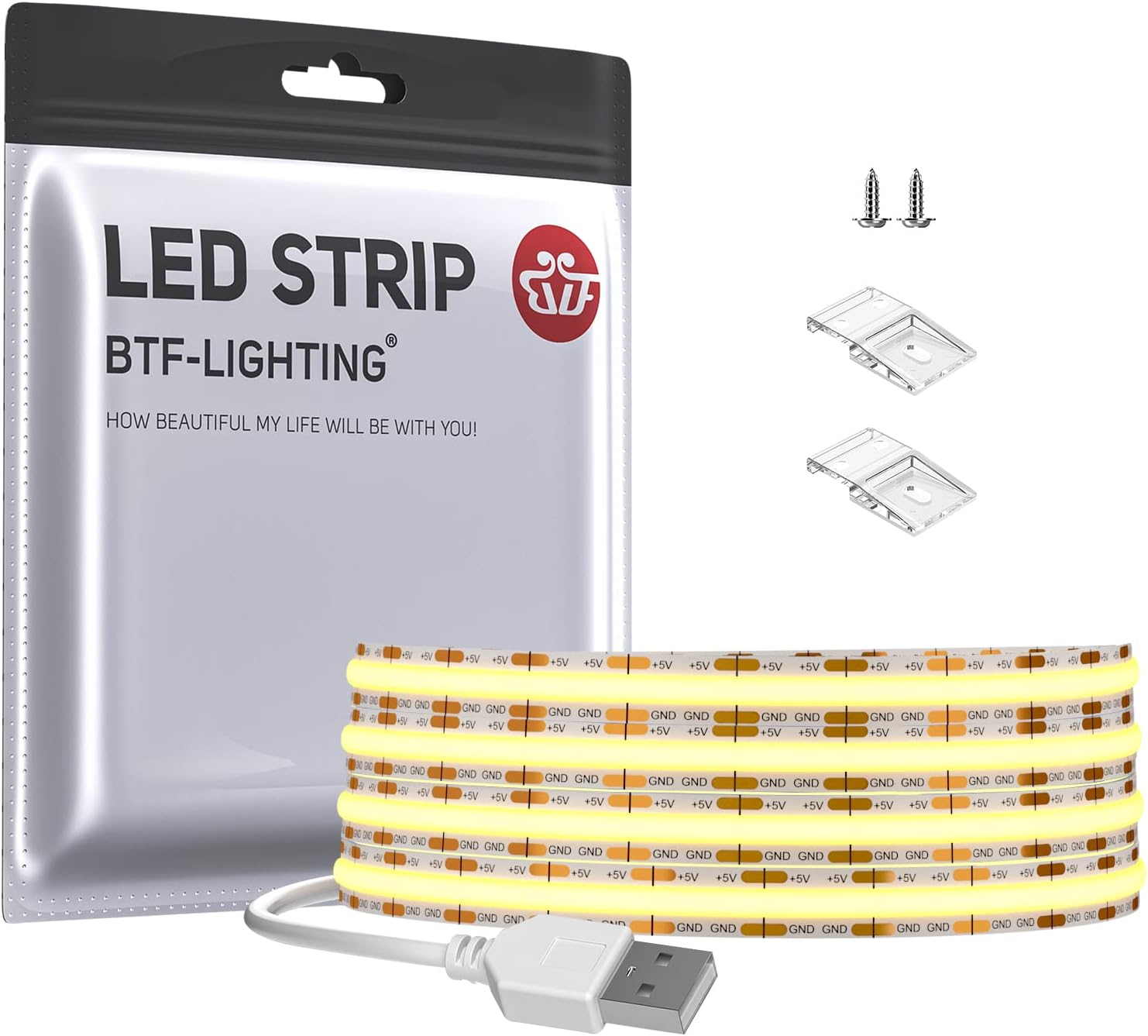 Bande LED COB USB - 2 M - Intensité Variable - USB 5 V