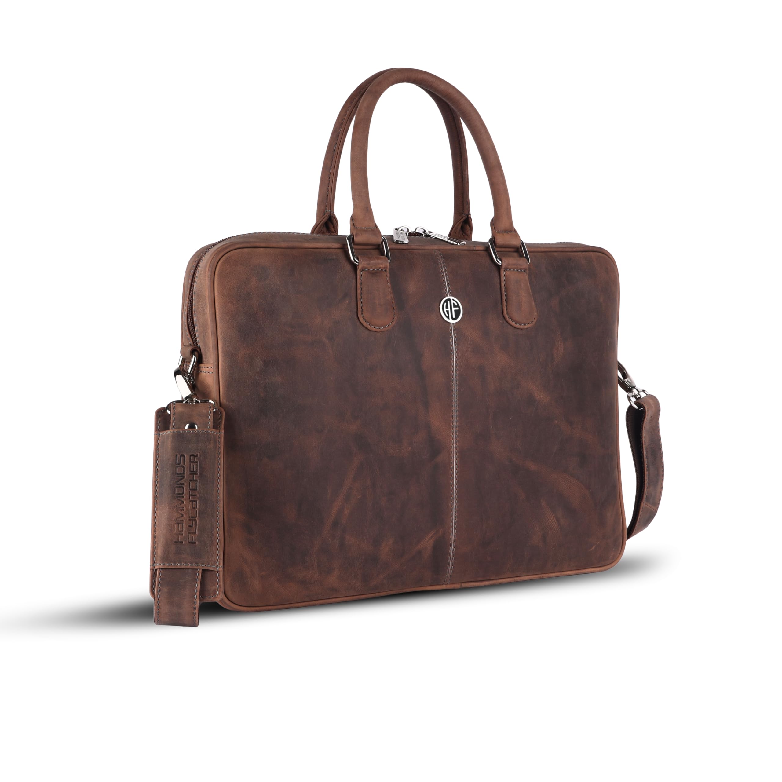 – HAMMONDS FLYCATCHER Genuine Leather Laptop Bag for Men - Office Bag - Fits Up to 14/15.6/16 Inch Laptop - Laptop Messenger Bags/Leather Bag for Men with Adjustable Shoulder Strap