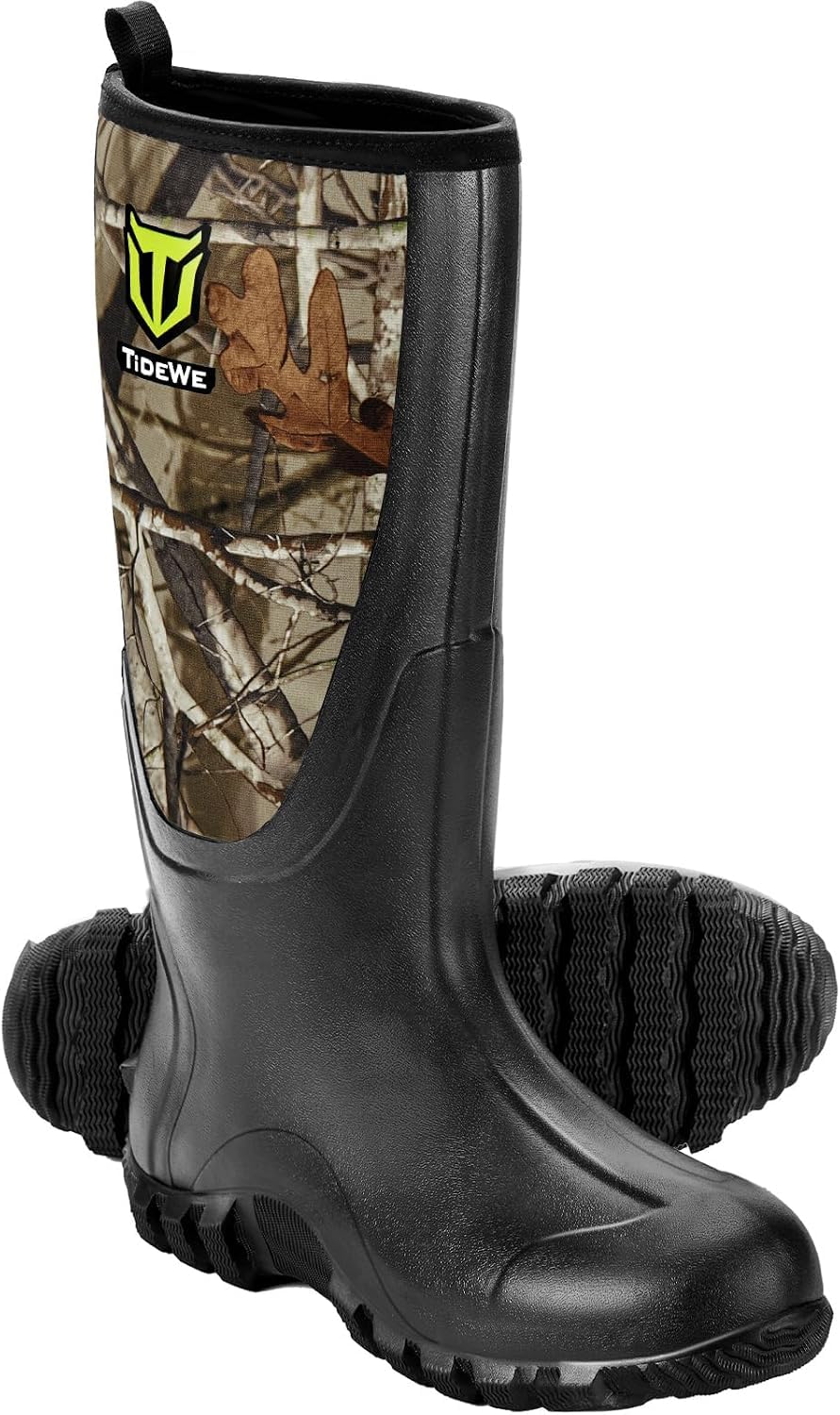 TIDEWE Rubber Boots for Men, Waterproof Rain Boots with Steel Shank