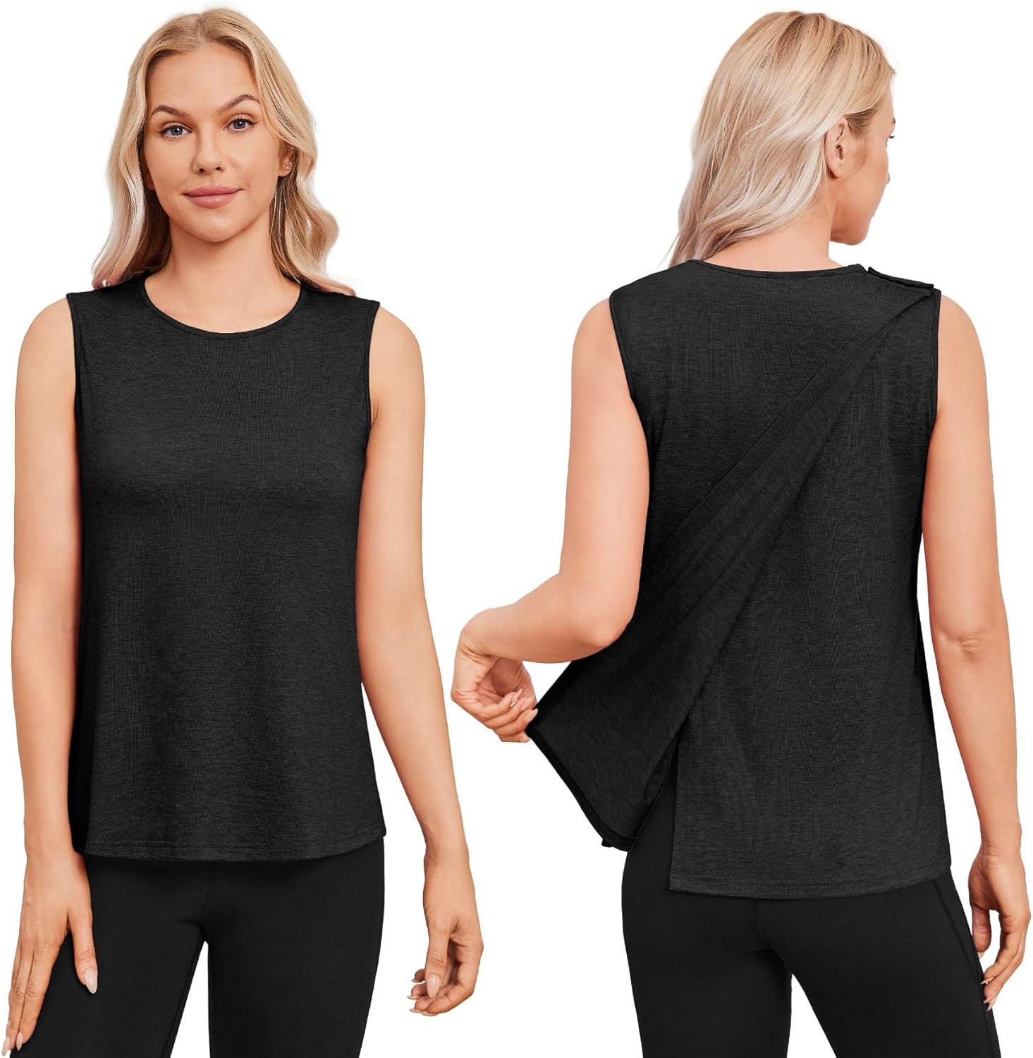 Deyeek Post Surgery Shirts for Women Shoulder Snap Tear Away Open Back Hospital Tank Tops Sleeveless Adaptive Clothing