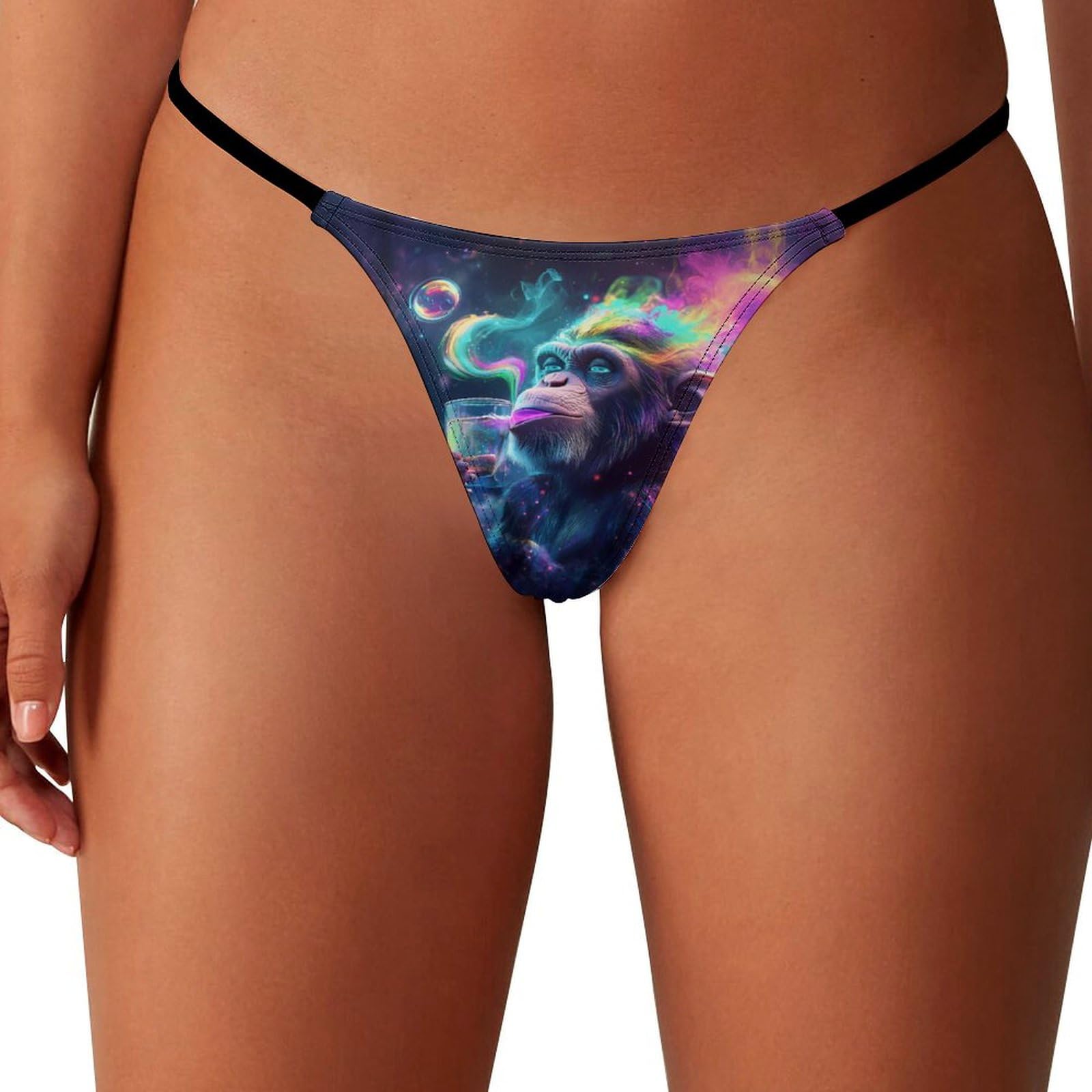 Smazdfxx Women's As Pic Monkey Is Smoking Sexy Thongs For Breathable G String Low Rise Stretch Panties Underwear
