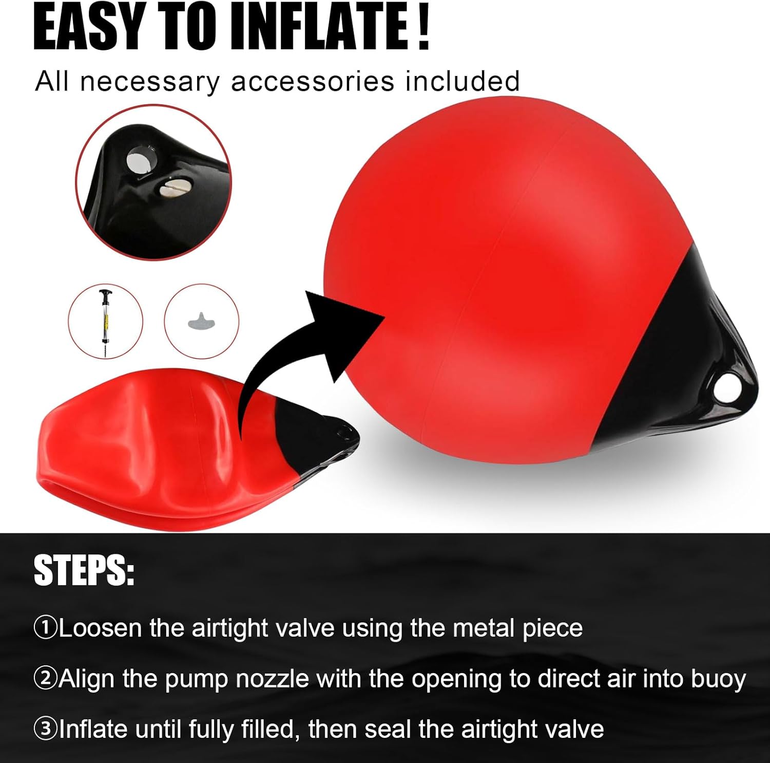 Leero Boat Mooring Buoys,Upgraded Vinyl Marine Fender Balls, 8/11.4/14.8 Inches Round Anchor Balls for Docking/Marking/Anchoring(2-Pack)