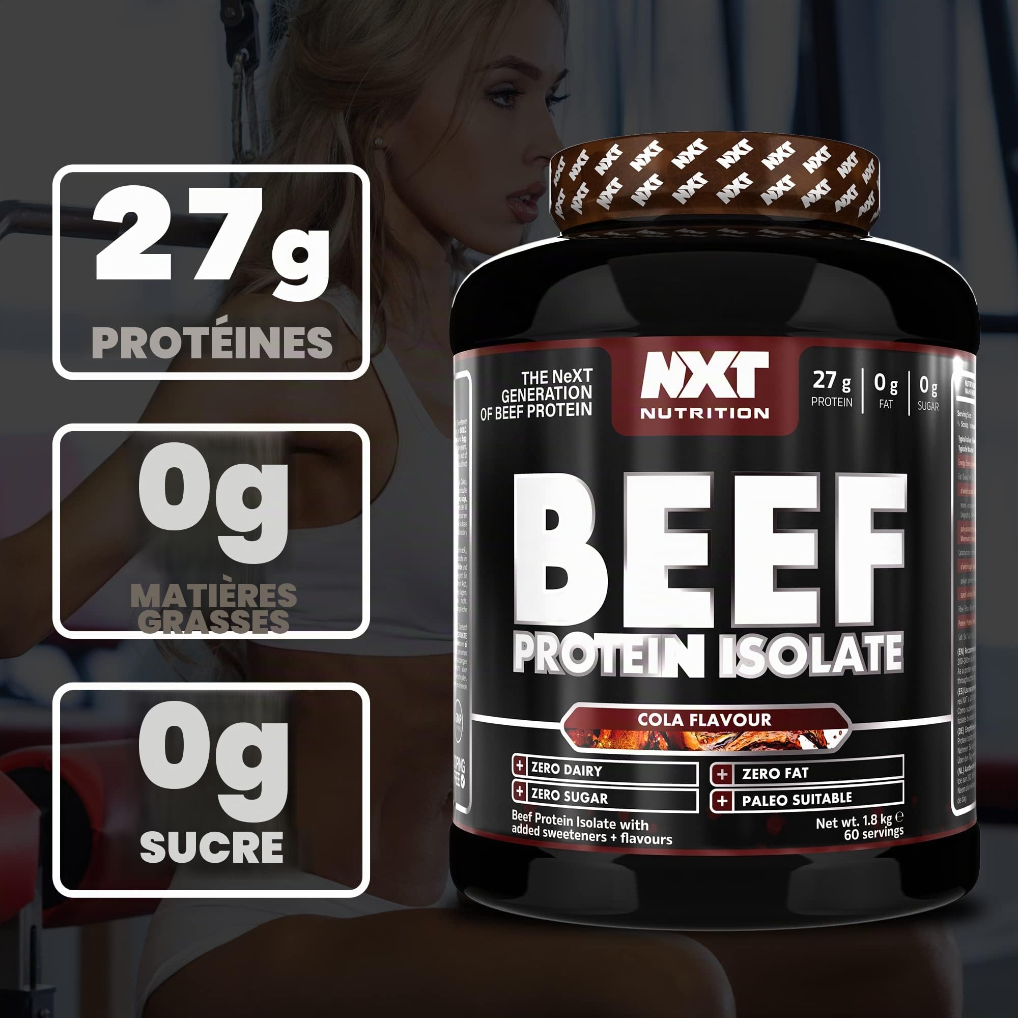 NXT Nutrition Beef Protein Isolate Powder - Protein Powder , Alternative to Whey Protein and Vegan Protein Powder , Halal , Lactose , Dairy , Gluten , and Soy Free - 1.8Kg Pineapple Blast