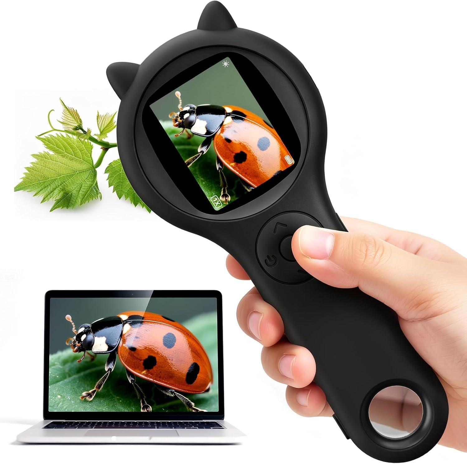 Kid Microscope, 500X Digital Magnifying Glass, STEM Toy, Black