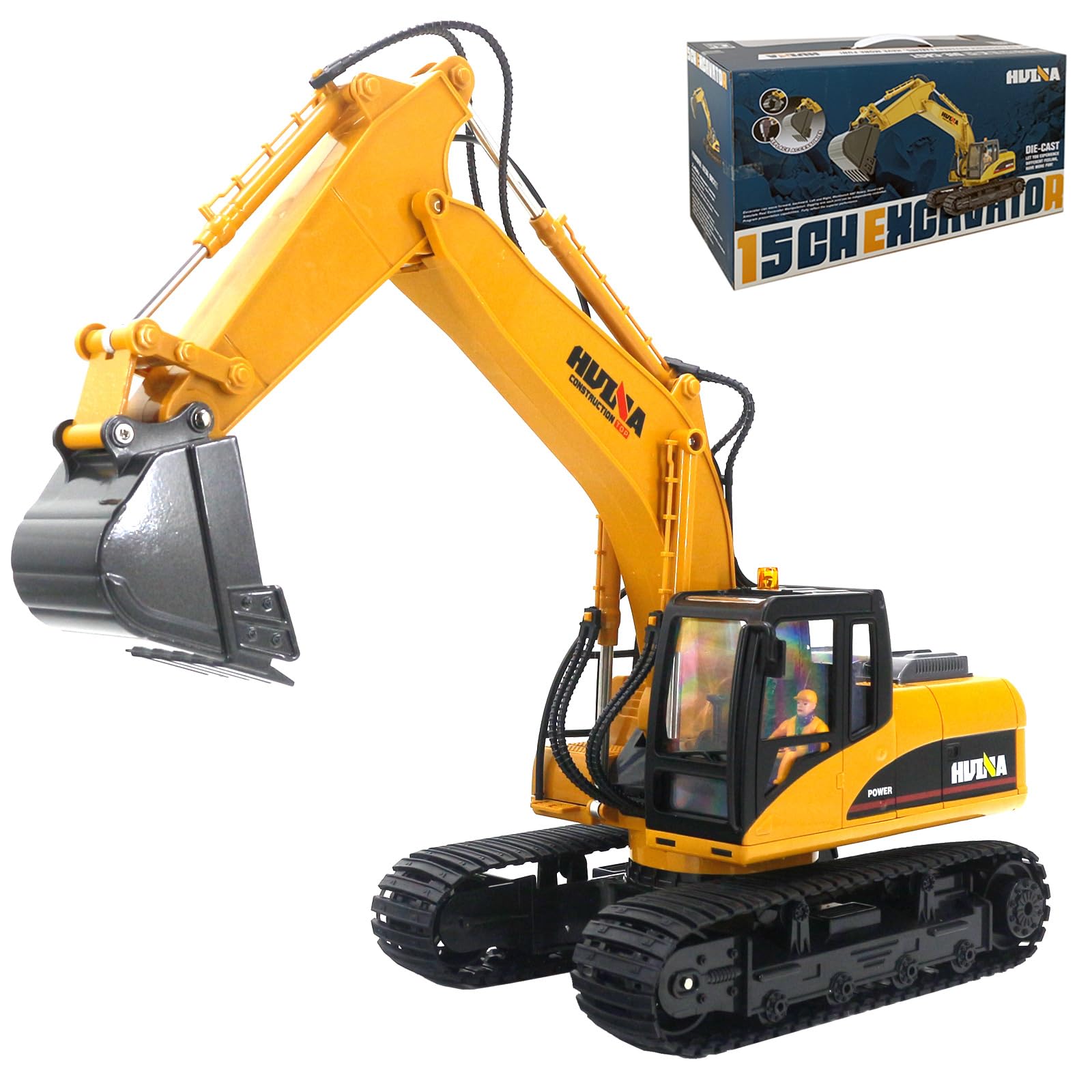 MINGPINHUIUS Excavadora teledirigida de Juguete para niños, 11 Canales, Excavadora RC de 2,4 GHz, Mando a Distancia con Pala de aleación de Hierro, Incluye 2 baterías con luz y música Excavadora MINGPINHUIUS Excavadora teledirigida de Juguete para niños, 11 Canales, Excavadora RC de 2,4 GHz, Mando a Distancia con Pala de aleación de Hierro, Incluye 2 baterías con luz y música Excavadora