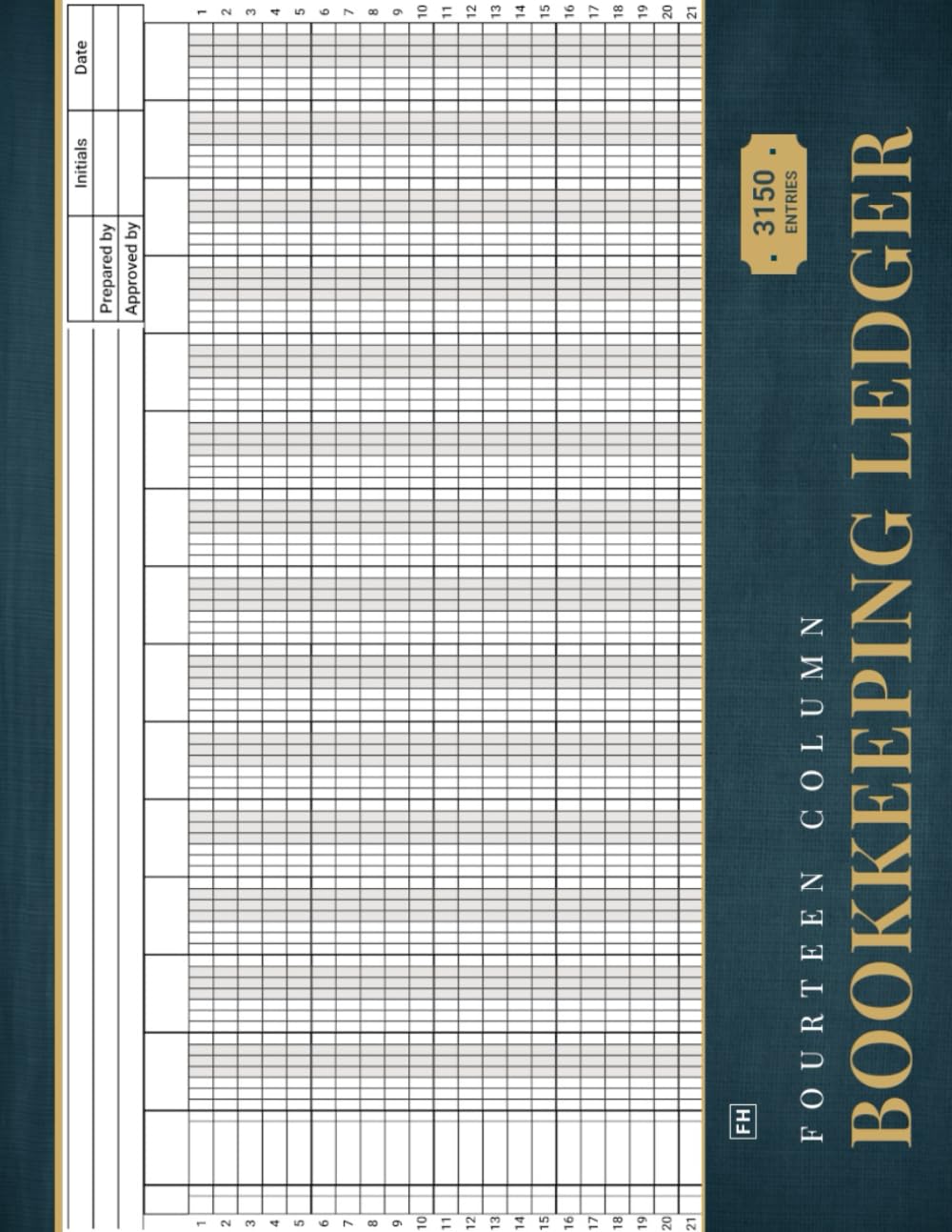 14 Column Bookkeeping Ledger: Book With Fourteen Columnar Sheets.