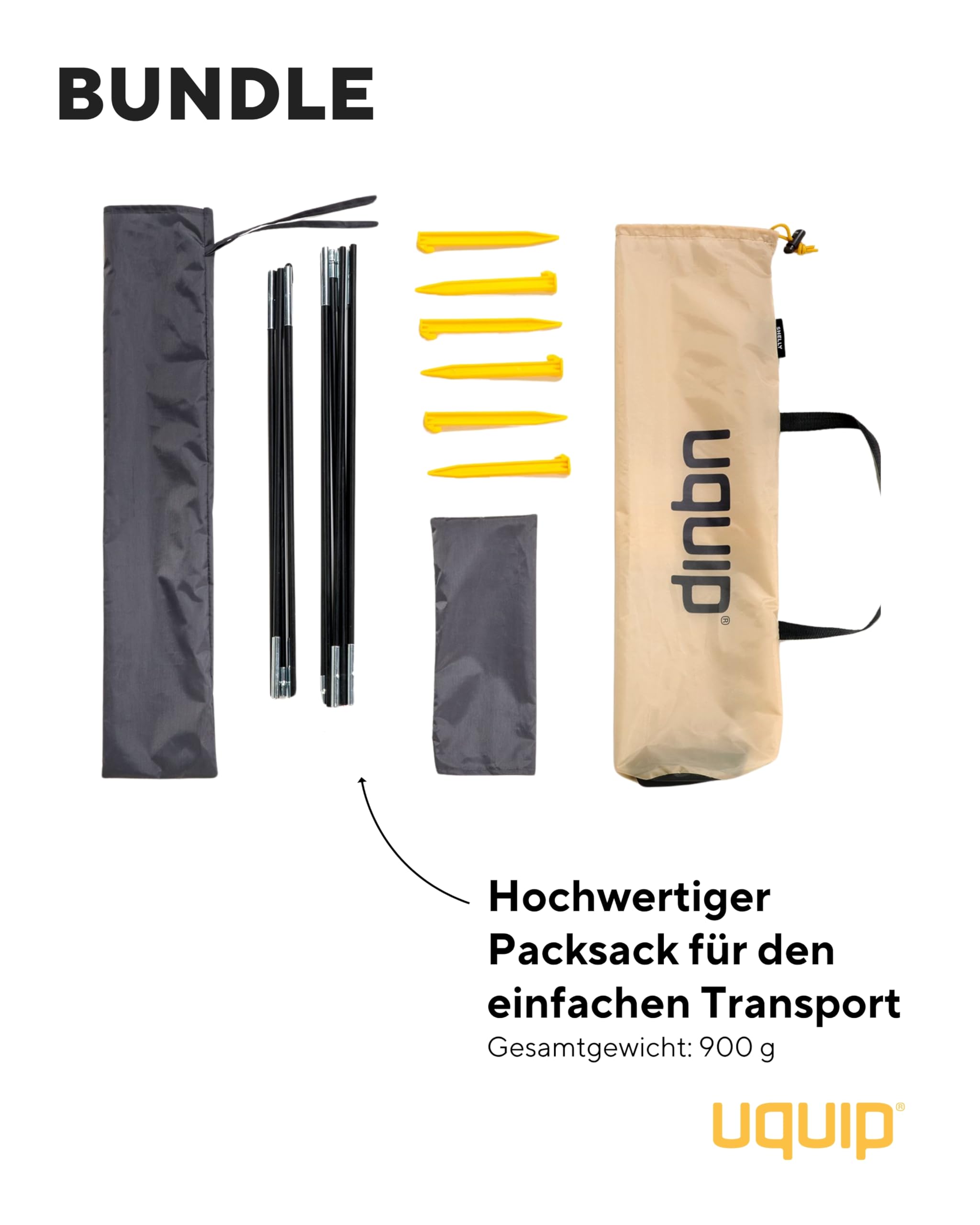 Uquip Strandmuschel Shelly Sand I 165 x 140 x 120 cm I UPF 50+ Strandzelt zum Schutz vor Sonne, Wind & Regen I tragbares Beach Zelt I ideal für Strand, Camping & Picknick