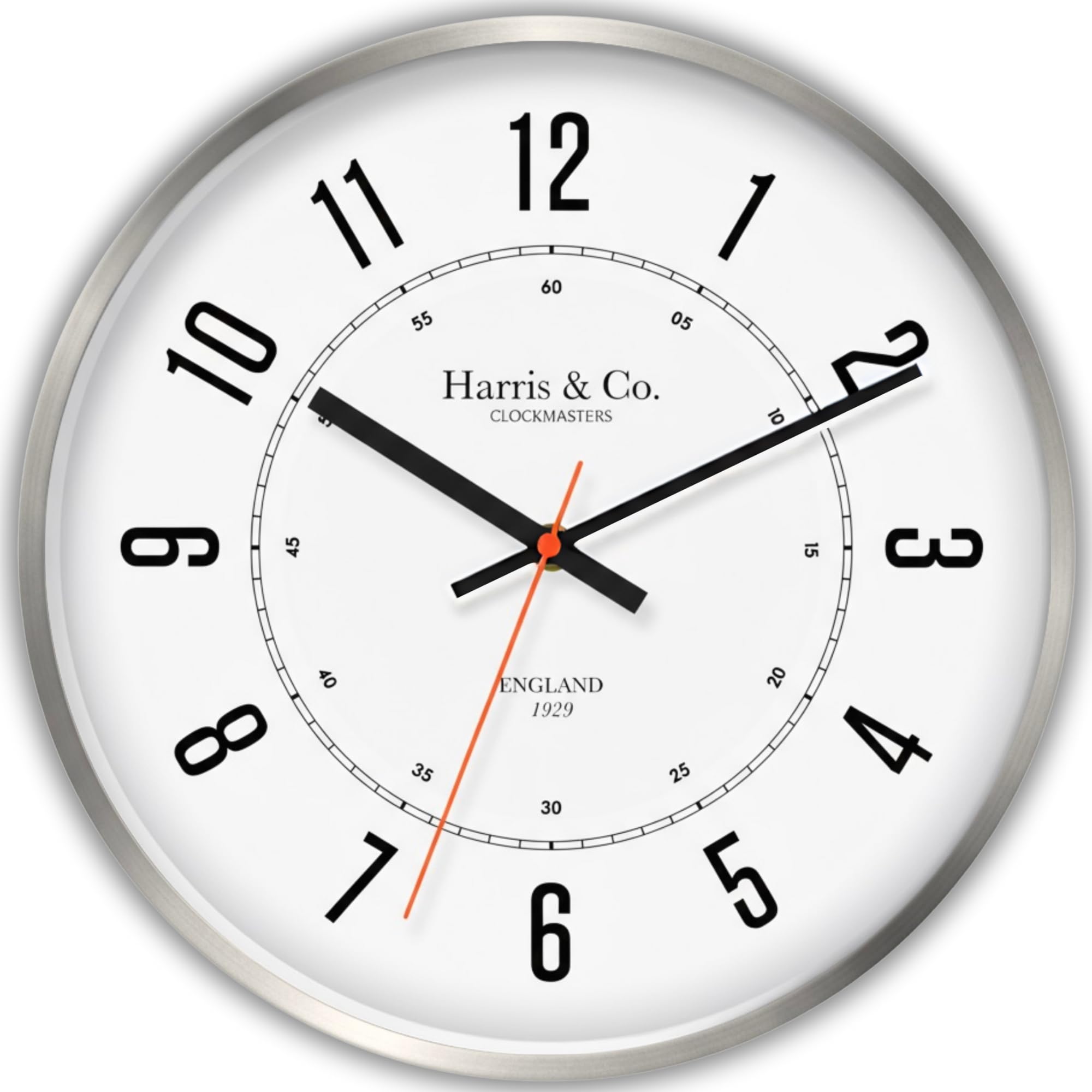 HARRIS & CO. CLOCKMASTERS Silent Sweep Noiseless Technology Wall Clock (12 Inch, Metal Frame, Model - Oxford Street in Grey) (Grey)-image-28