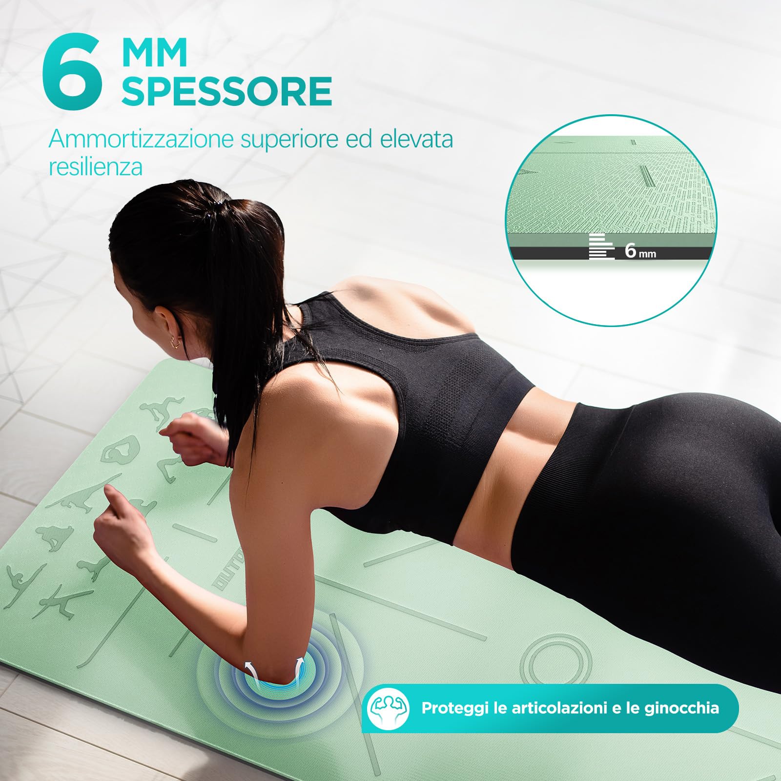 Tappetino Yoga,Tappetino Palestra TPE,Tappetino Yoga Antiscivolo,Tappetino Pilatesper Palestra,Pilates,Fitness,Sport Mat,183x61cm