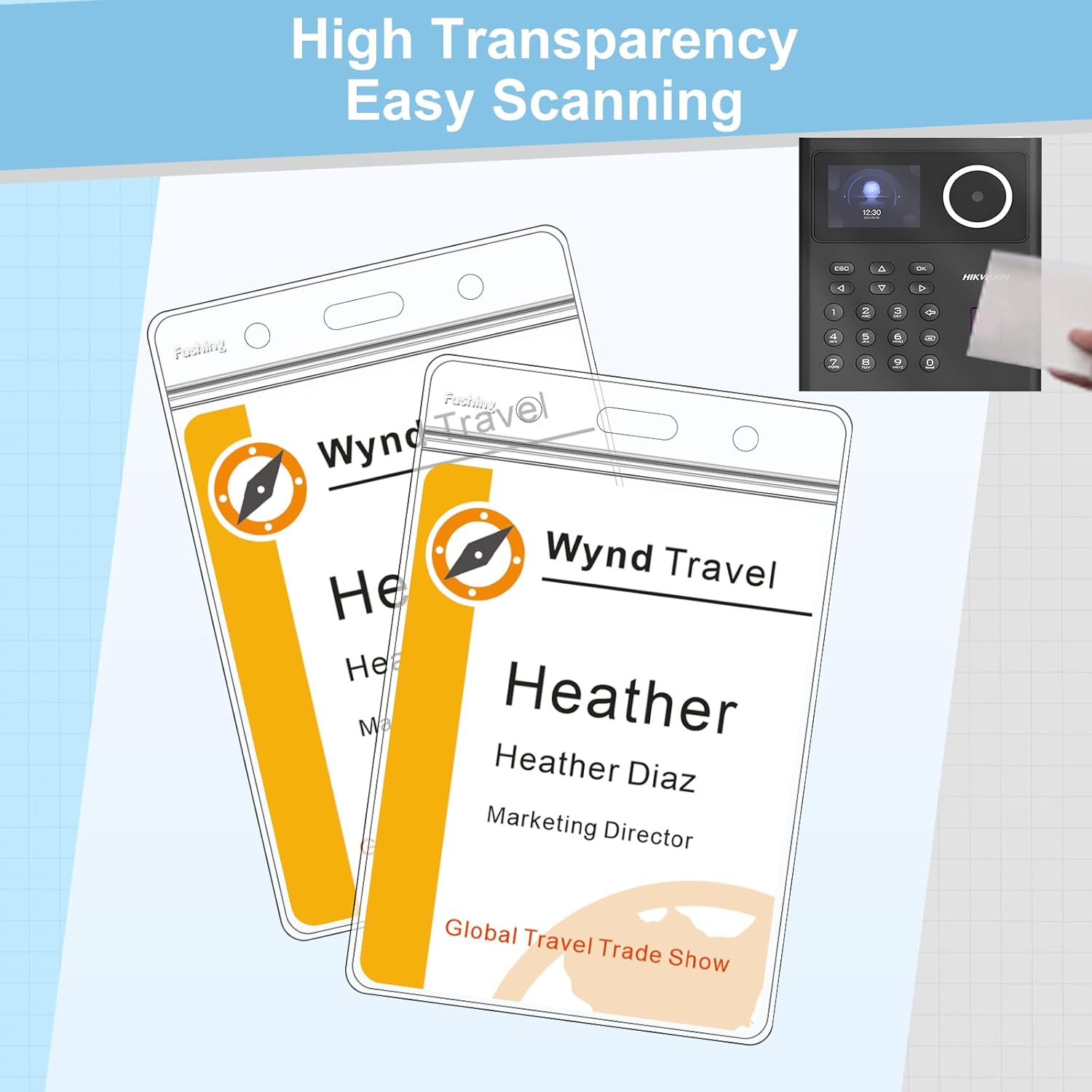 3x4 Inch Name Badge Holders - Fushing Clear Plastic Vertical Name Tag Badge ID Card Holders for 3 x 4 Inch Name Badge Inserts or Name Tag Inserts (250)