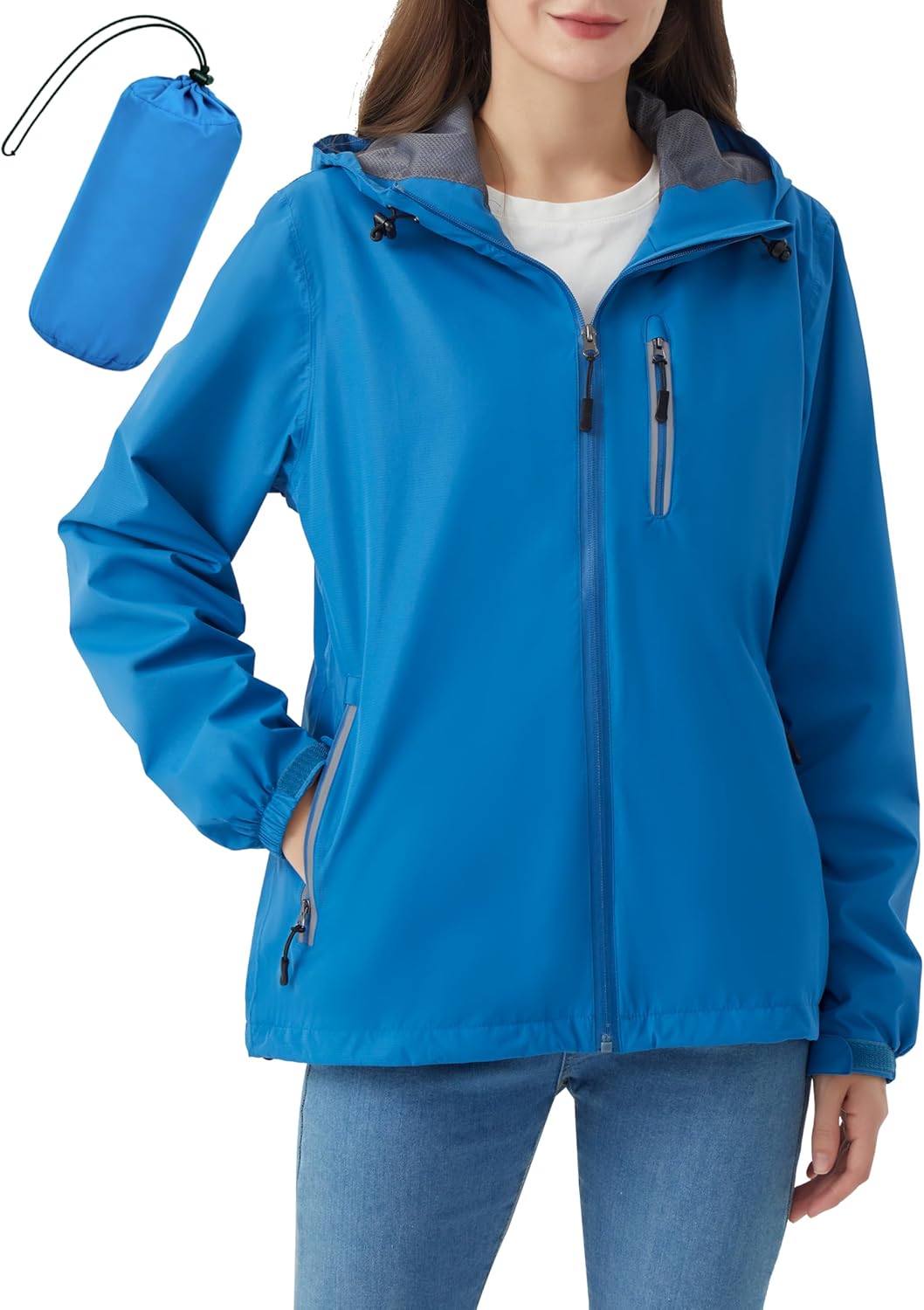 HALO RAIN Womens Rain Jacket : Waterproof Packable Womens Rain Coat with Hood for Outdoor Cycling, Hiking