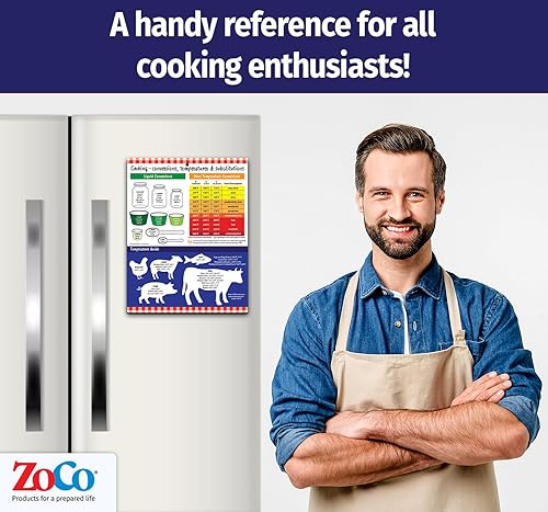 Vista 5 de Imán de conversión de cocción – Temperatura de horno, alimentos y carne, sustitución de ingredientes de cocina, tabla de conversiones de líquidos