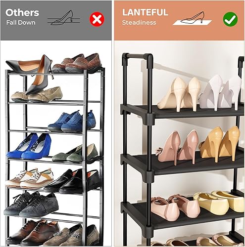 Miniatura 6 de Zapatero alto de 8 niveles, 16-20 pares de organizador de zapatos y botas, estante de zapatos resistente, estante vertical estrecho para zapatos