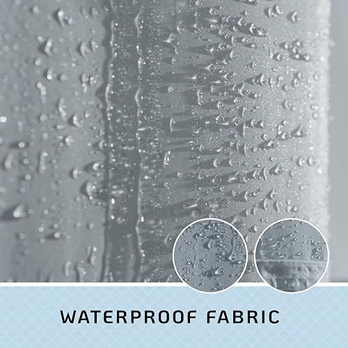 Miniatura 3 de Cortina de ducha con tejido gofre, tela de lujo estilo hotel, cortina larga impermeable para baño, incluye forro de tela lavable a presión, ventana