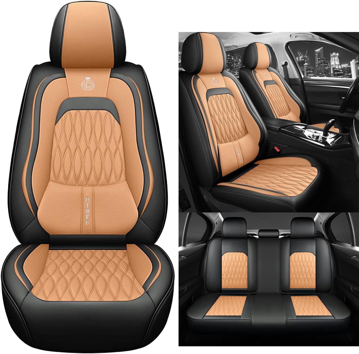 DESIAR Pokrowce na siedzenia samochodowe Seria do Mitsubishi Pajero 4 2 Sport Outlander XL ASX Montero akcesoria Lancer 9 10 Carisma Kompatybilny pokrowiec na fotel samochodowy/pomarańczowy