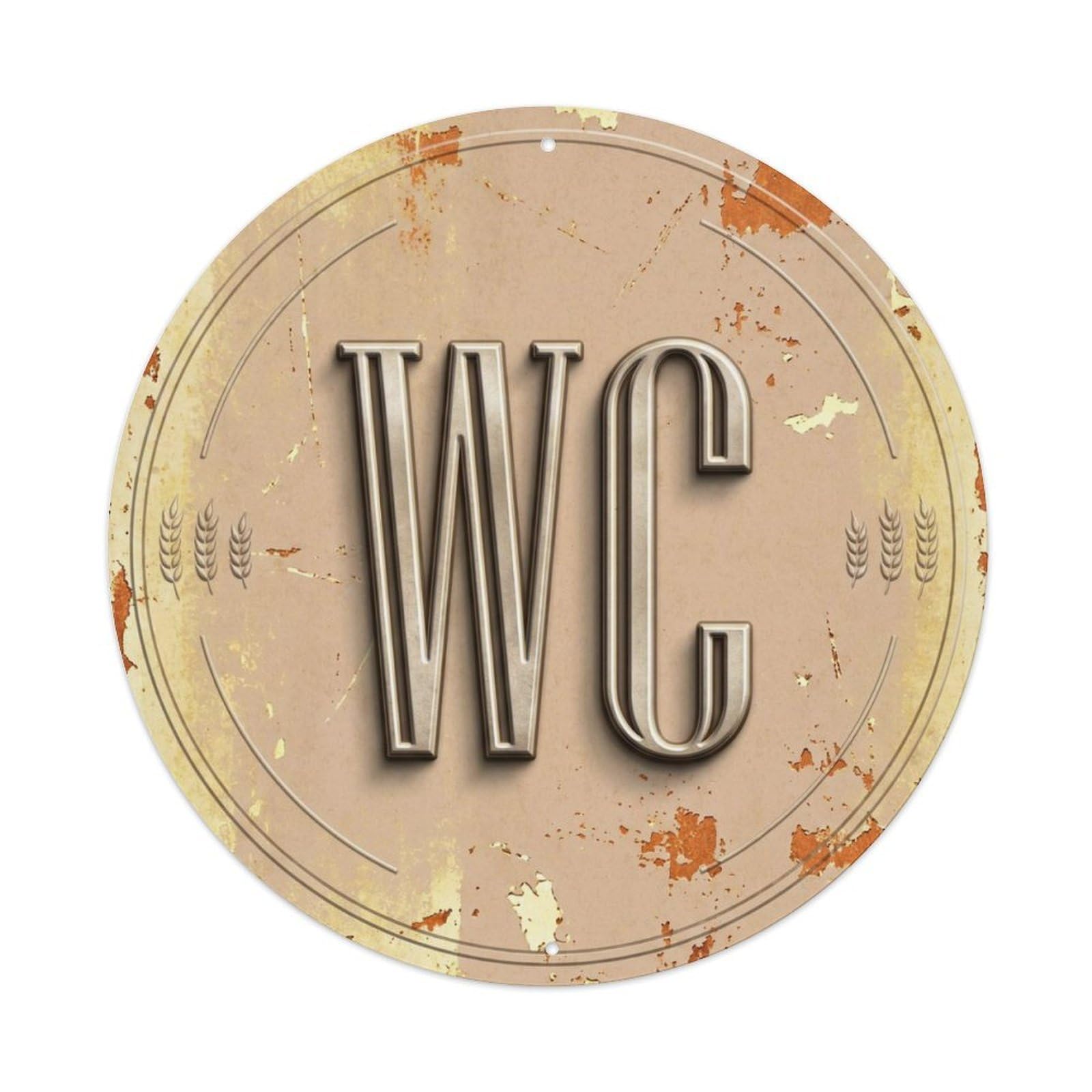 Fqcyn Style Toilet （Wc） Narrow Classic Emblem Metal Tin Sign Plaque Wall Decor For Cafe, Club Bar, Office, Home Garden Round Metal Poster 8X8inch