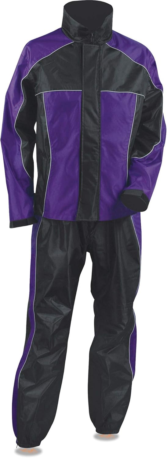 Women's Purple Water Proof Rain Suit Reflective Piping