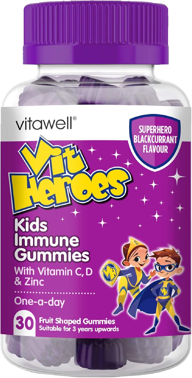 VITAWELL Vitamin Heroes Kids Immune Gummies | 30 Blackcurrant Flavour  Gummies | Contains Vitamins B6, B12, Vitamin D3, Zinc and Vitamin C :  Amazon.co.uk: Health \u0026 Personal Care