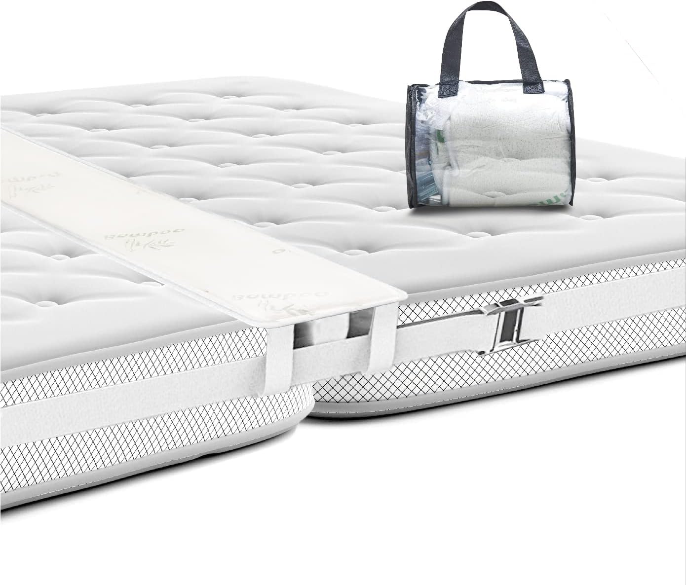 Balibetov White Twin To King Bed Converter Kit- Bed Bridge - Split King Gap Filler For Adjustable Bed - Twin And Twin Xl Bed Connector To Make King - Mattress Bridge (White)