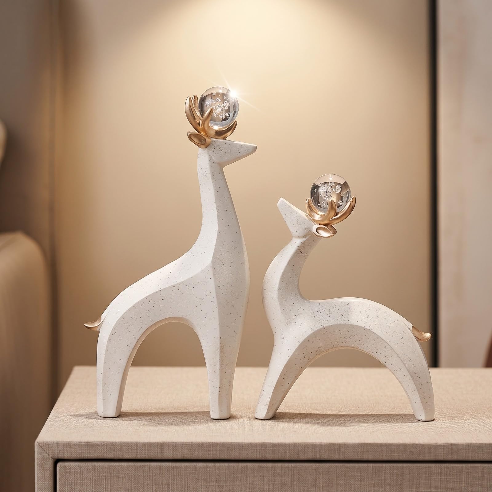 2 Piezas Adorno Escritorio Elegante, Beige