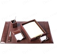 Vista 16 de Dacasso Juego de escritorio de lujo de 3 piezas de cuero regenerado negro, almohadilla secante y tapete de escritorio, elementos esenciales