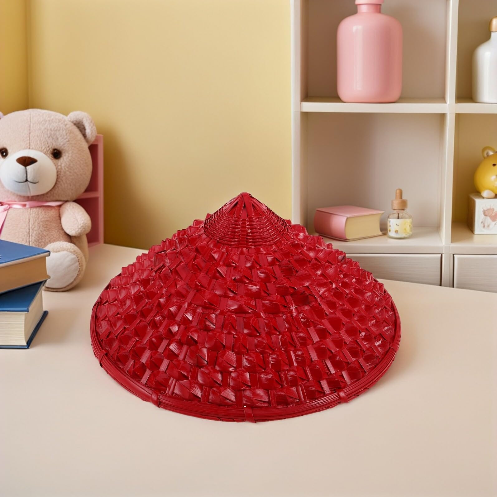 GALPADA Cappello da Samurai in Bambù Intrecciato a Forma di Ananas Conico da 36 CM Accessorio Cosplay Giapponese per Cappello da Sole Estivo per Feste Danza e Travestimenti