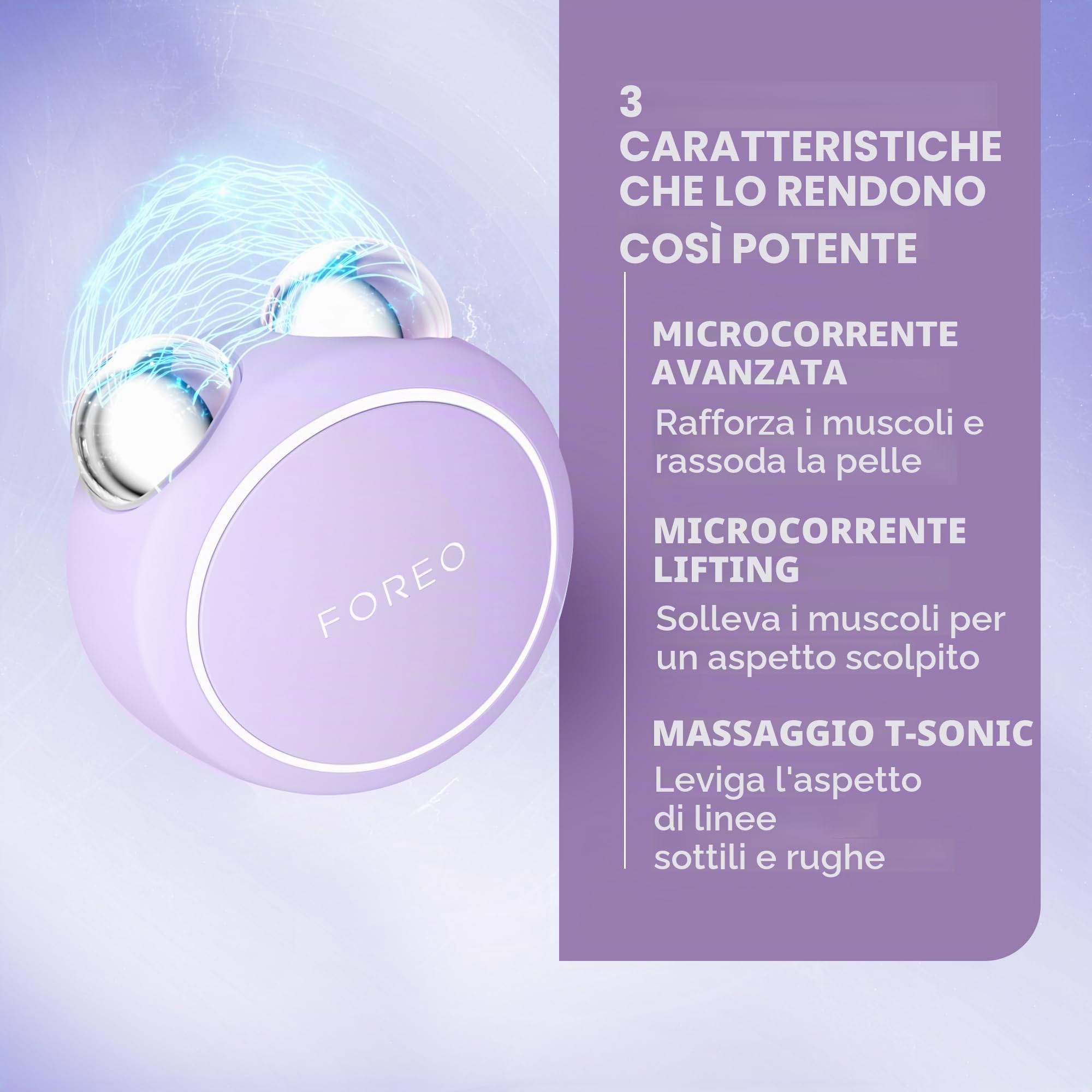 Foreo Bear 2 Go Toning Face Massager Travel Size, Anti-Wrinkle, Anti-Age, Face Massager Lifting, Firming and Redefining, Compact Device, Lavender | Microcurrent Face Device, Massager, Travel Face, Lifting, Toning, Skincare, Lymphatic Drainage