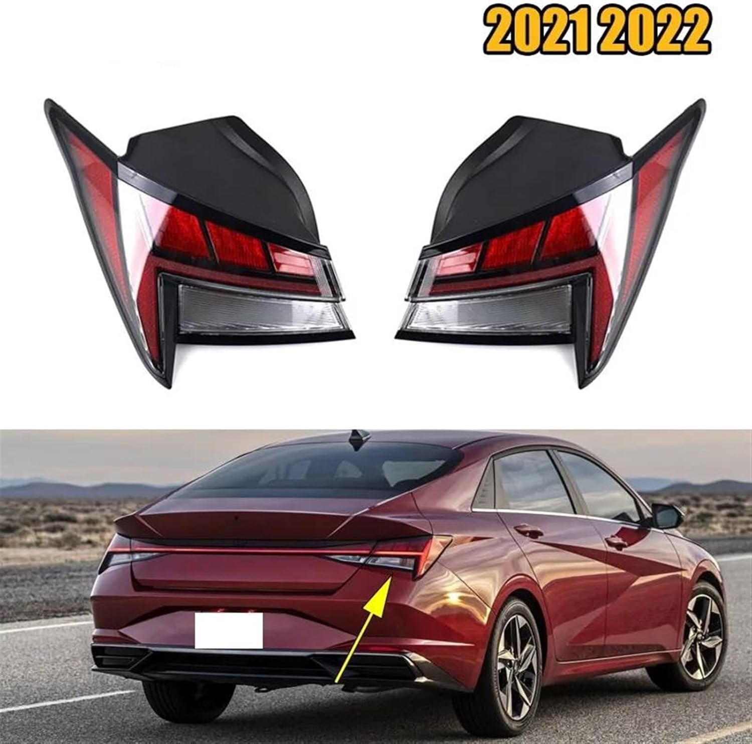 Car Rear Lights Upgrade Car LED Rear Tail Light Turn Signal Light Stop Brake Lamp for Hyundai Elantra 2021 2022 92402AB100 92401AB100(Right)