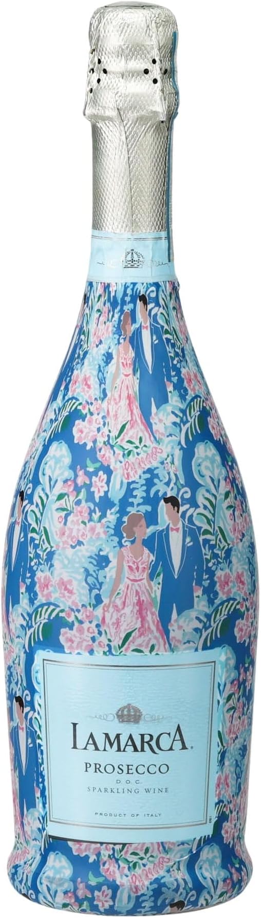 Beau Bottles Preppy Bride and Groom Custom Wine Label Wrap for La Marca 750ml Champagne Bottle - Personalized Wine Bottle Labels for Weddings, Events & Gifting - Easy Shrink Application