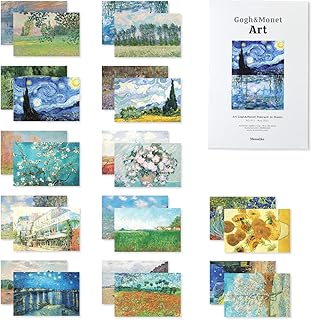モノライク アート ゴッホ & モネ ポストカード Art Gogh & Monet Postcard - 24セットの感性的なデザインはがきデイリーはがき、雰囲気のあるきれいなはがき長方形はがき、デザイン文句