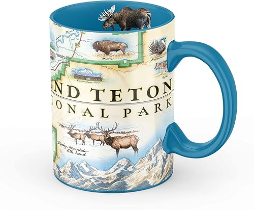 Xplorer Maps Taza de cerámica Grand Teton National Park Map (16 onzas) Taza de café sin BPA para bebidas calientes y frías perfecta para oficina,