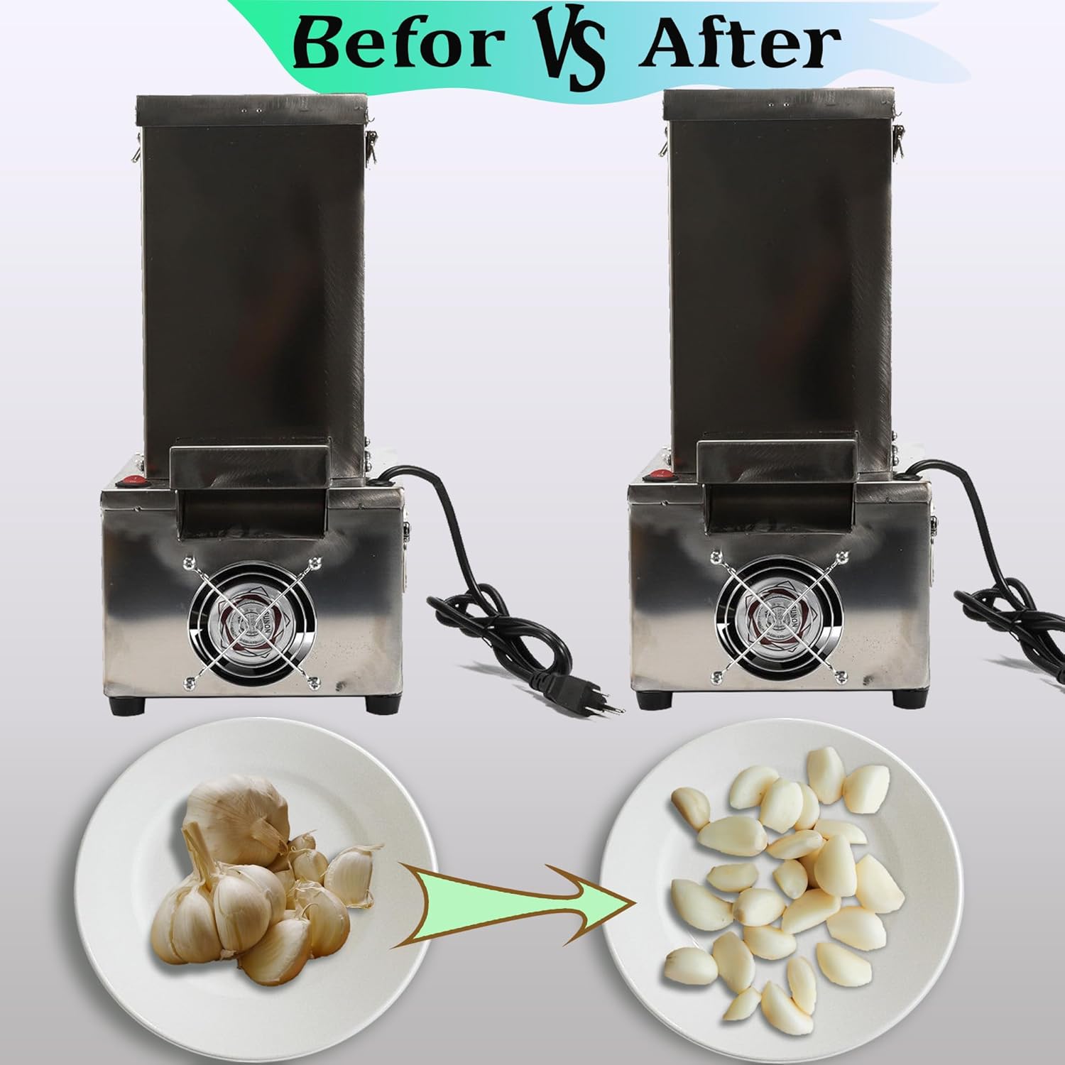 INTSUPERMAI Electric Garlic Peeling Machine, Yield of Peeled Garlic 55Ibs/h, 110V Dried Garlic Peeling Machine for Household, Commercial