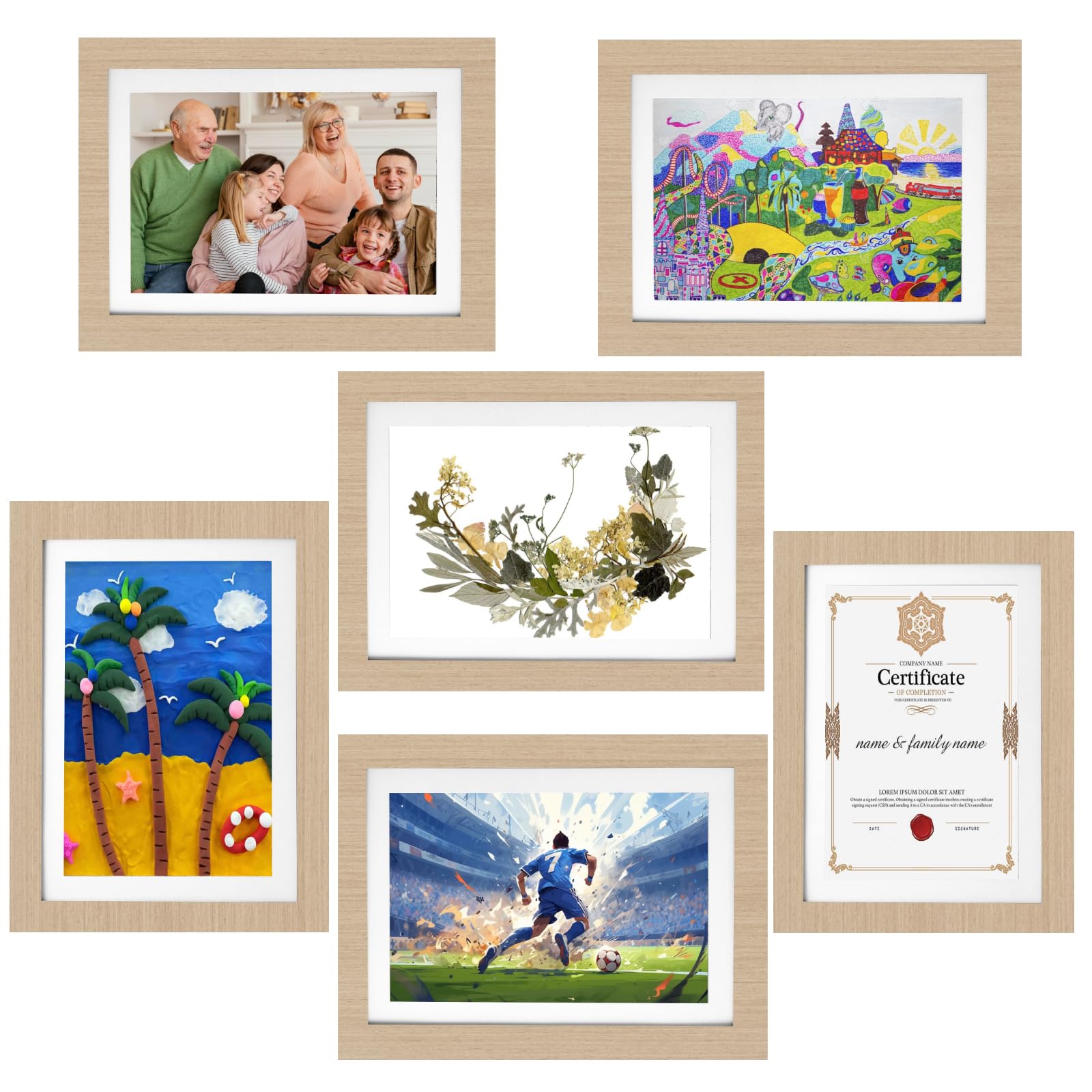 Baketron6 PCS Wood Kids Art Frame A4 Picture Frame Kids Artwork Frames Changeable Display Frame Front Opening for 150 Pictures, Childrens Artwork Display Photo Storage Kids Art Projects