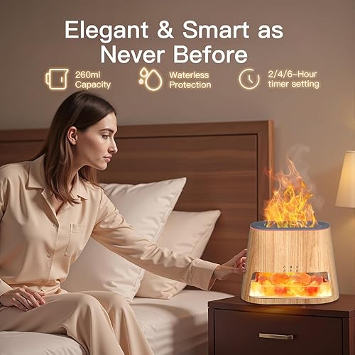 Miniatura 3 de Difusor de aceite esencial 2 en 1 y lámpara de sal del Himalaya, dos modos de iluminación, difusor de aromaterapia, función de apagado automático,