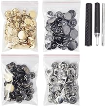 160PCS Snap Buttons, 15mm Leather Snap Fasteners Kit with 3 Setter Tool