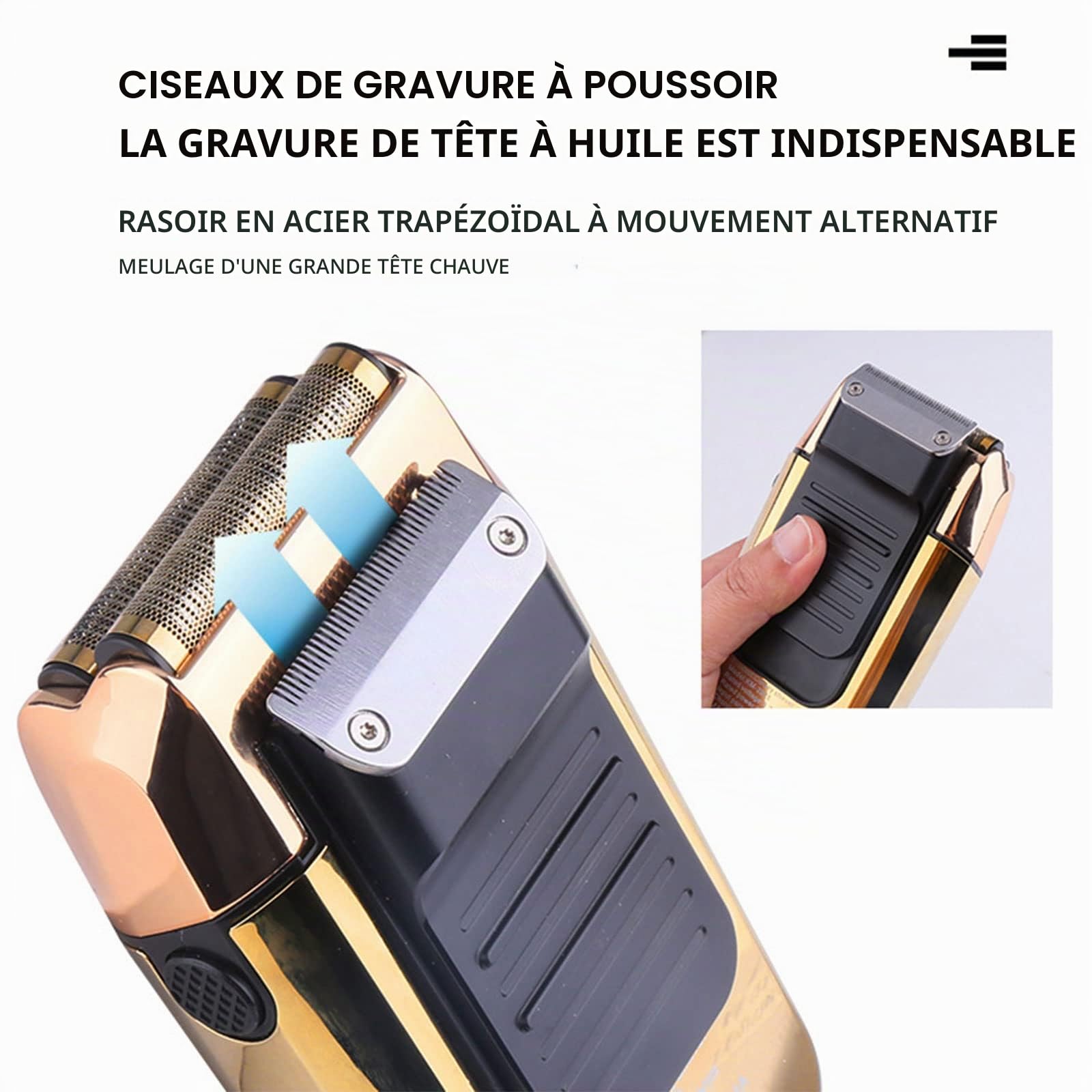 Kemei Rasoir électrique pour homme, tondeuse à barbe rechargeable sans fil, lavable, USB, affichage LED, rasoir en feuille de titane avec étui de transport