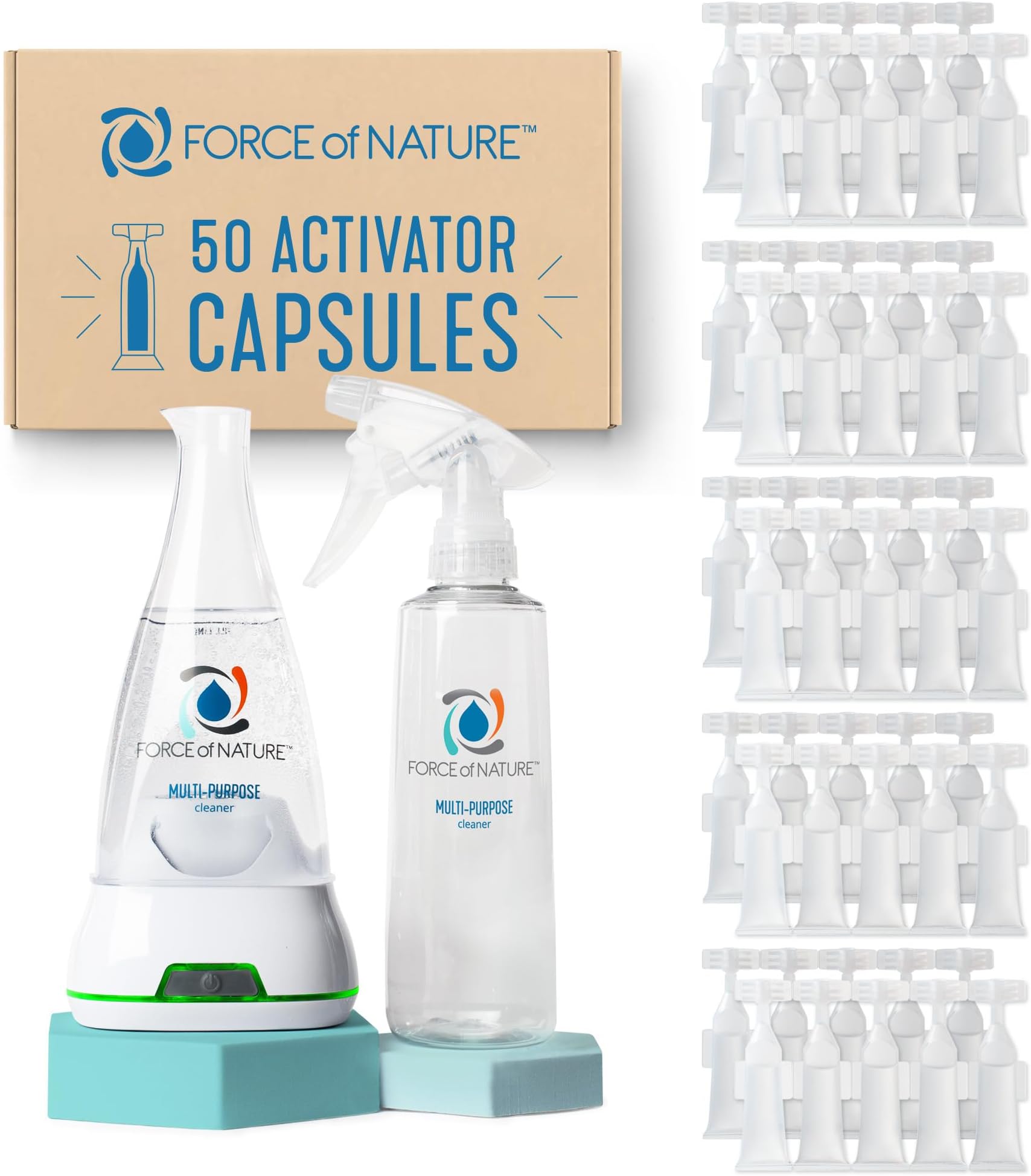 - Force of Nature Multi-Purpose Cleaner, Disinfectant & Deodorizer Year Supply Bundle - Reusable Bottle, 50 Refills - EPA Registered, Toxin-Free, All-Purpose Natural Cleaning Supplies