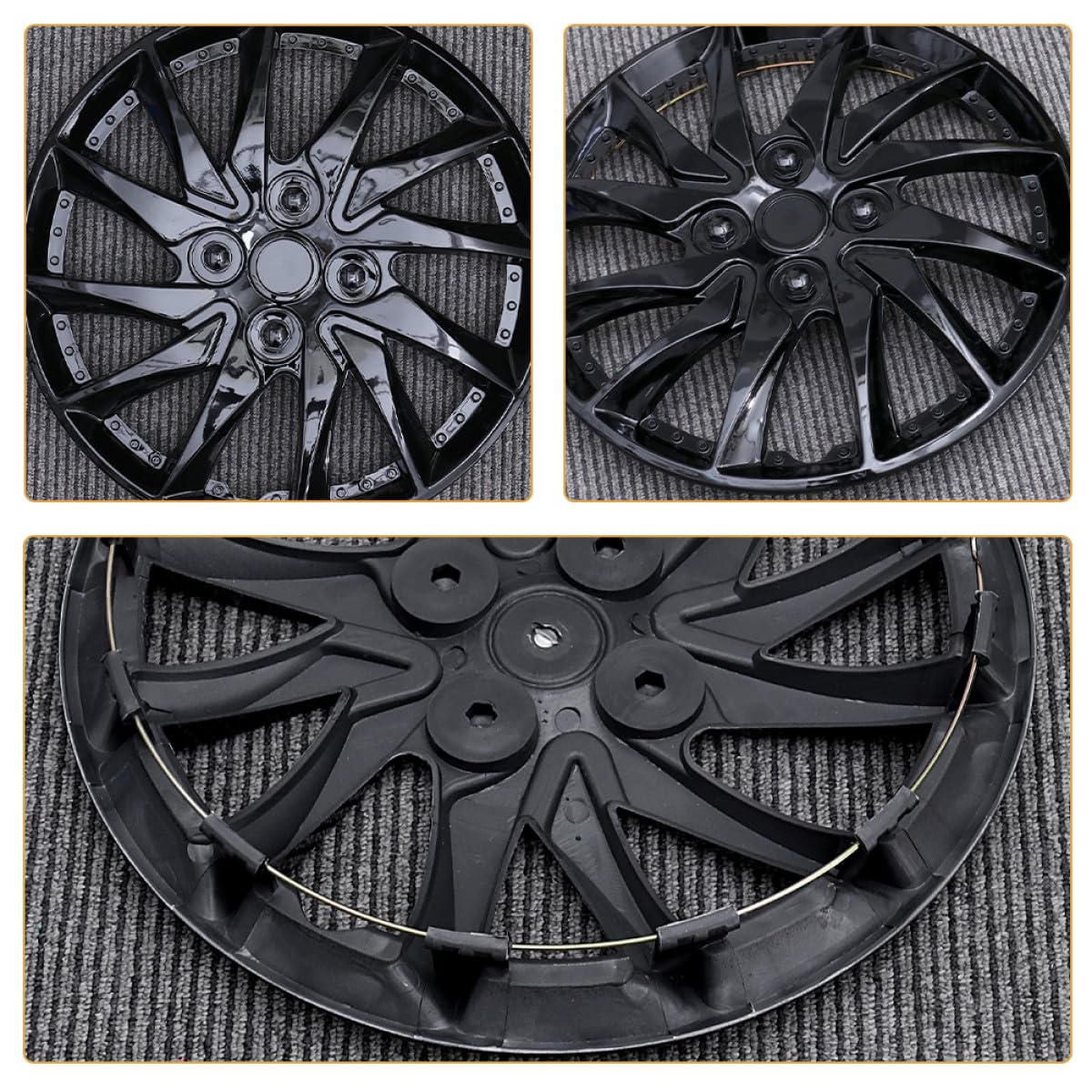2 Pezzi Coprimozzi per Auto 14 Pollici Copricerchi in Plastico Nero Resistenti All'usura per Protezione Ruote Auto Stile Semplice e Elegante