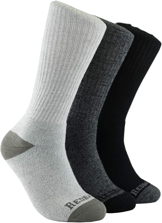 unisex 6 Pack Redback Boots Everyday Bamboo Crew Sock BLACK
