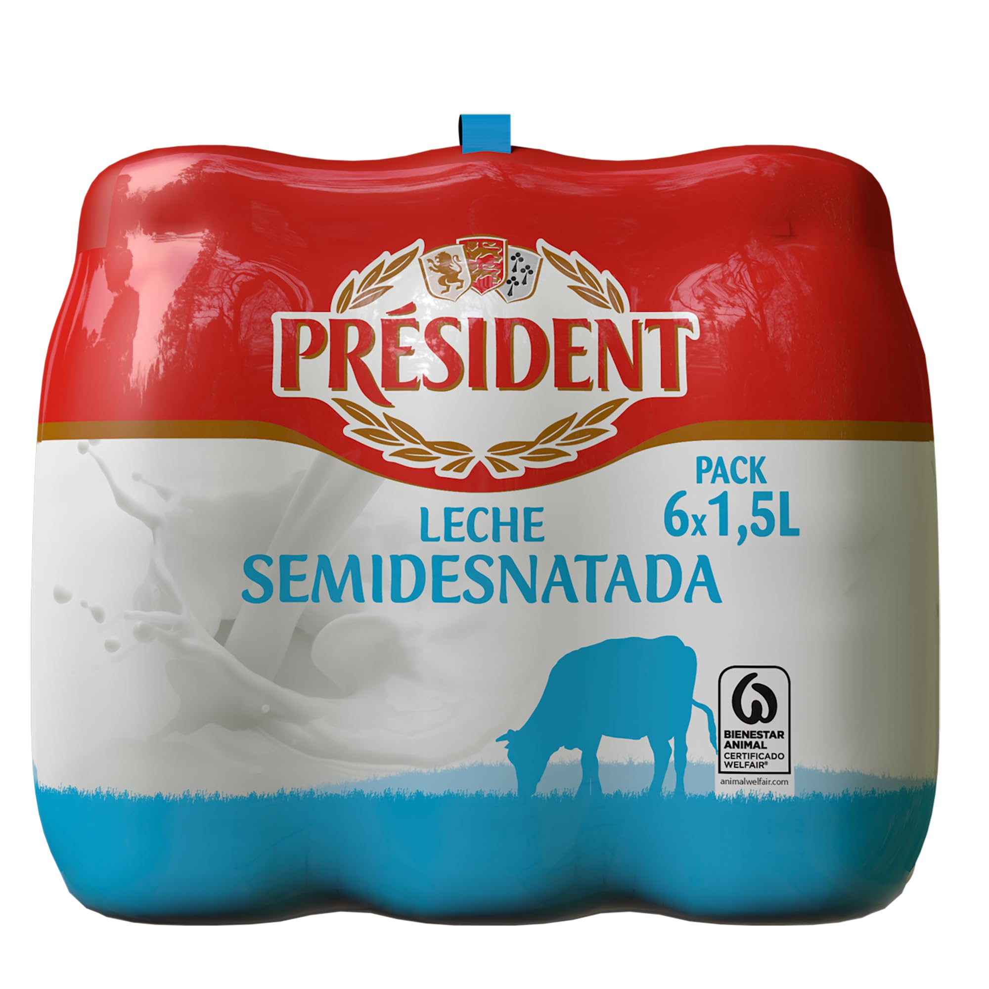 Président Leche Semidesnatada de Bienestar Animal UHT Pack 6 x 1,5L